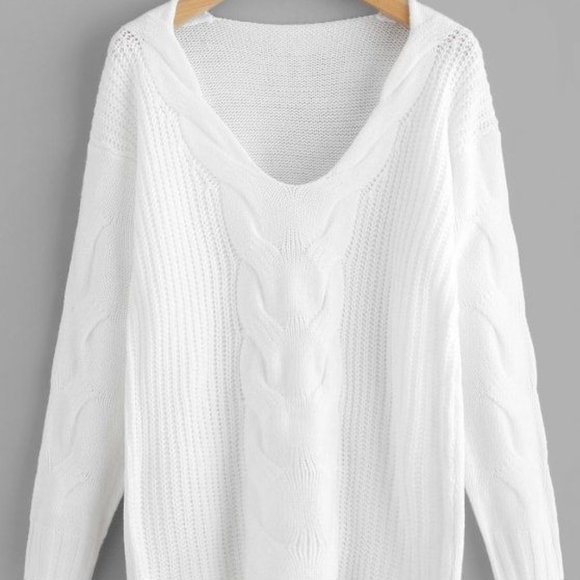 Pullover V Neck Cable Knit Sweater (size M) - Picture 9 of 10